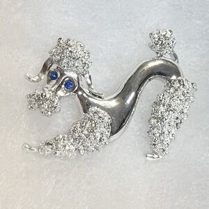 Poodle dog pin/ brooch Vintage‎ Signed GERRY'S Silver Tone